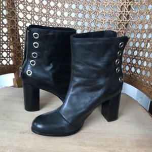 Black Leather Heeled Boots